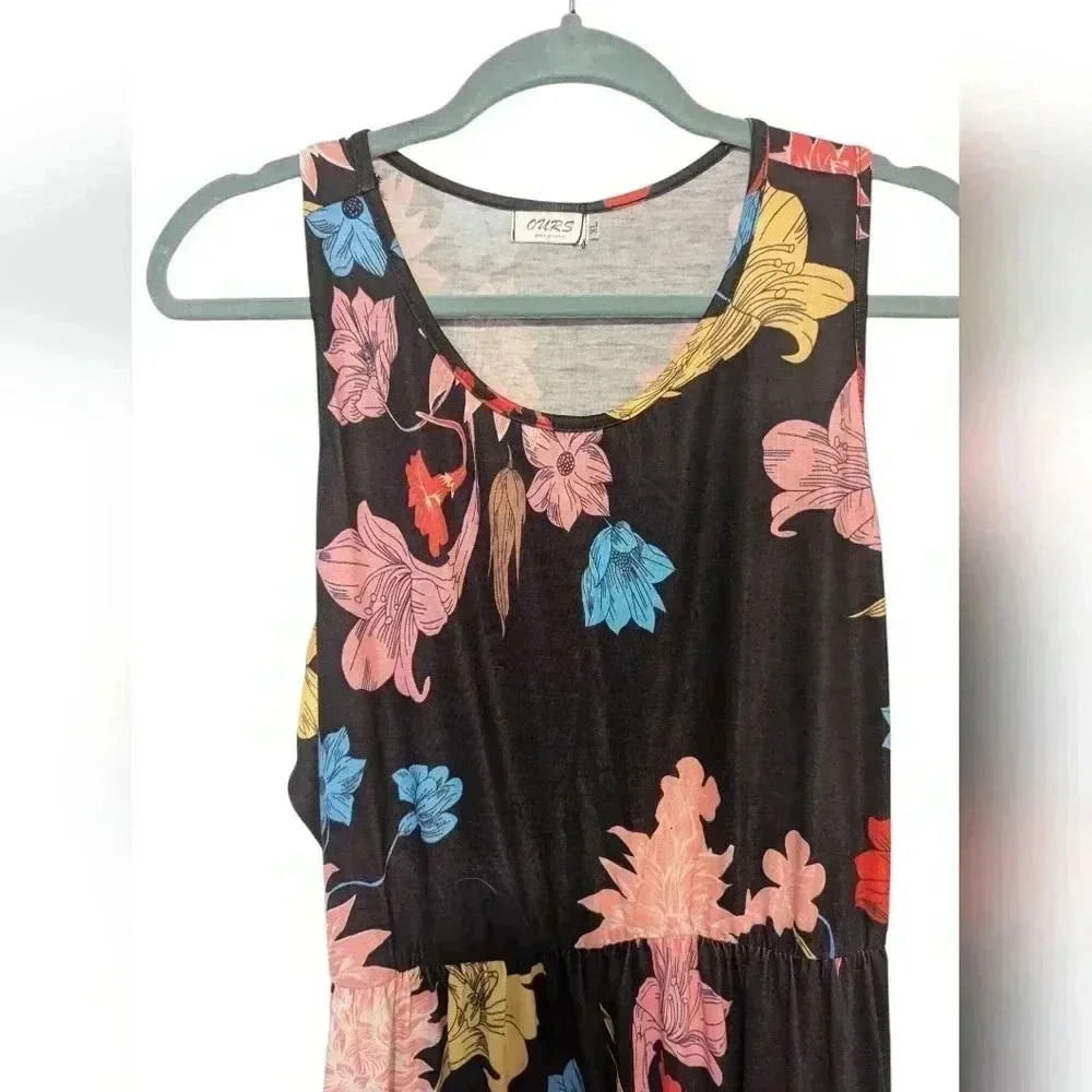 NWT OURS Foral Sleeveless Midi Dress Pockets Midi - Picture 4 of 7